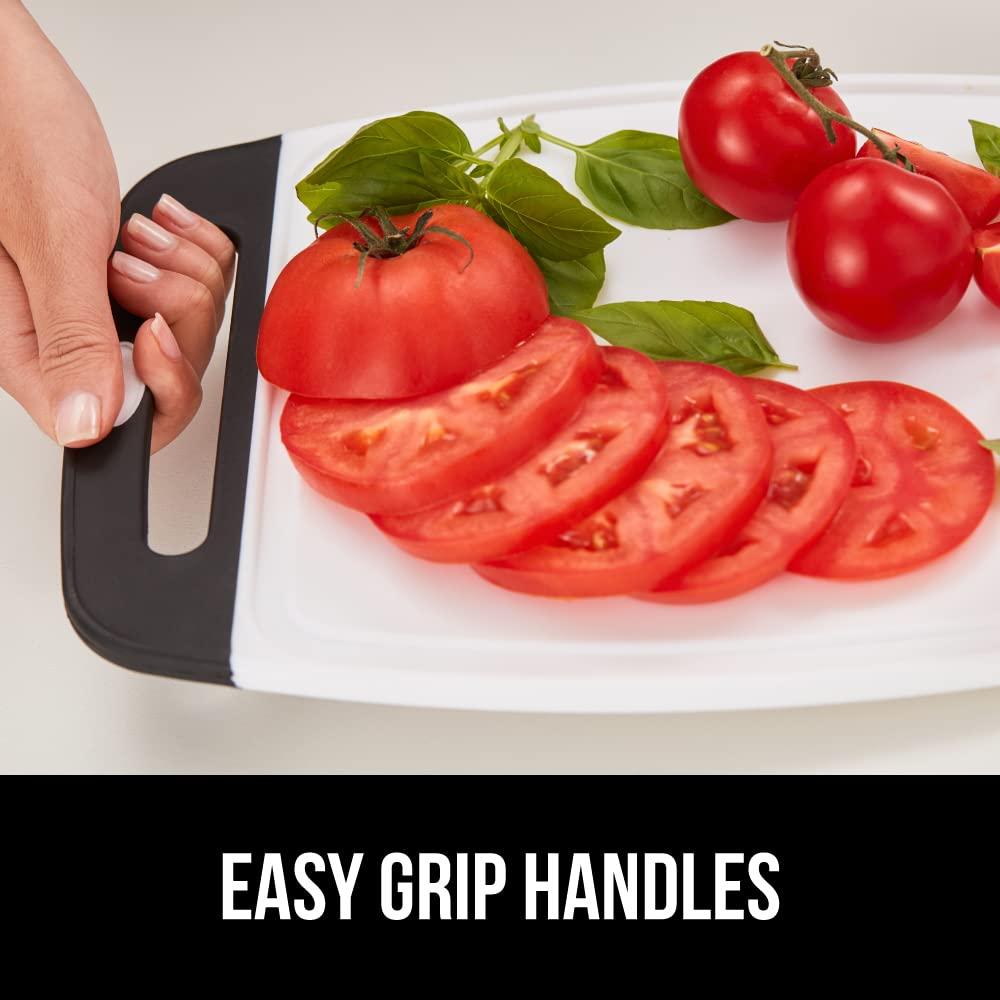 GORILLA GRIP Oversized 100% BPA Free Reversible Kitchen Cutting Board Set of 3, Juice Grooves, Dishwasher Safe, Almond