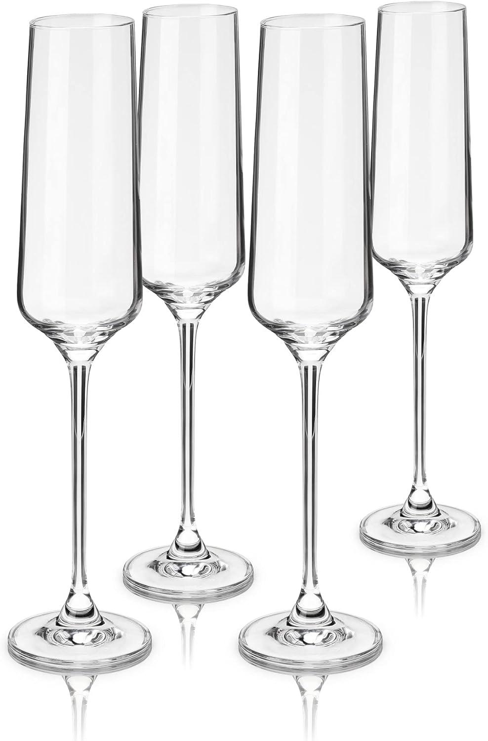 Viski European Lead-Free Crystal Champagne Flutes Set of 4