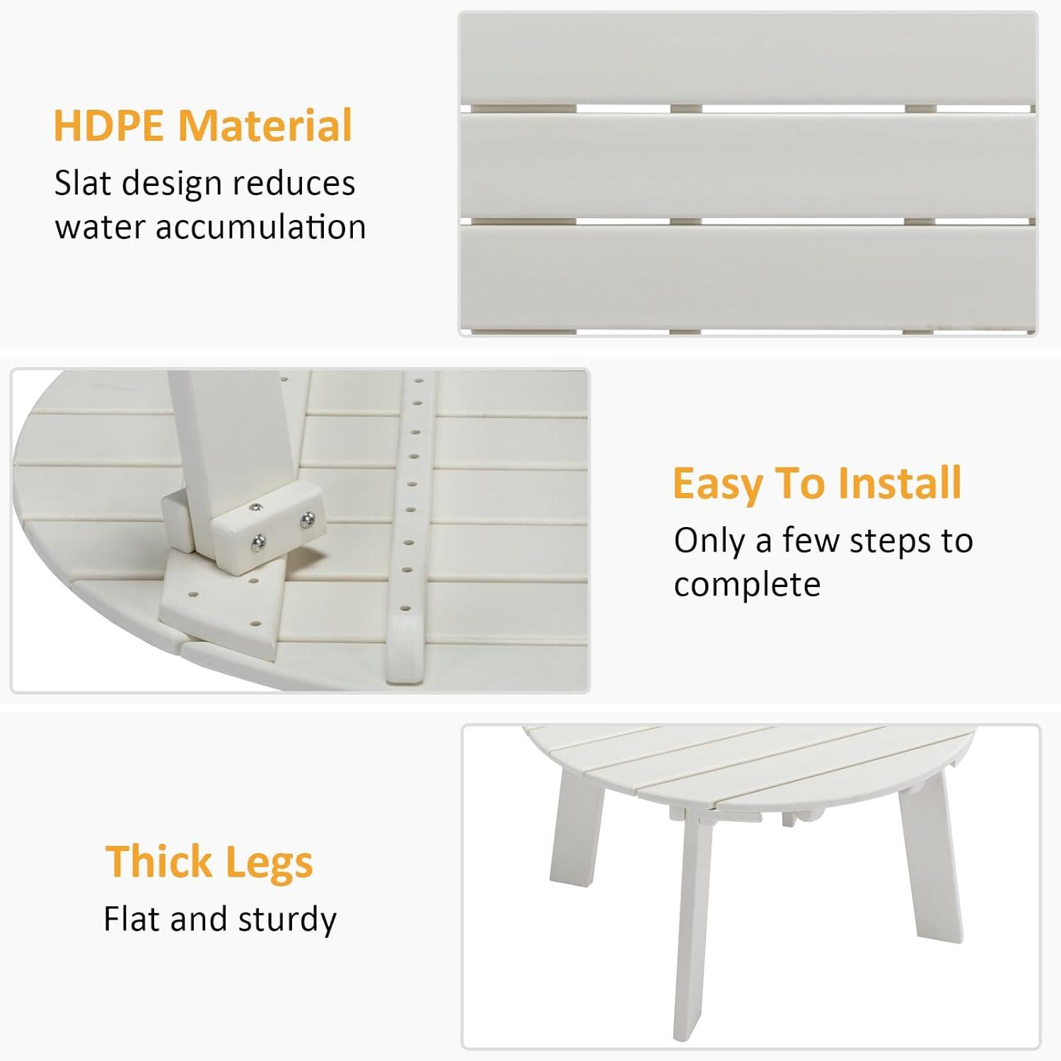 White Round Plastic Outdoor Adirondack Side Table
