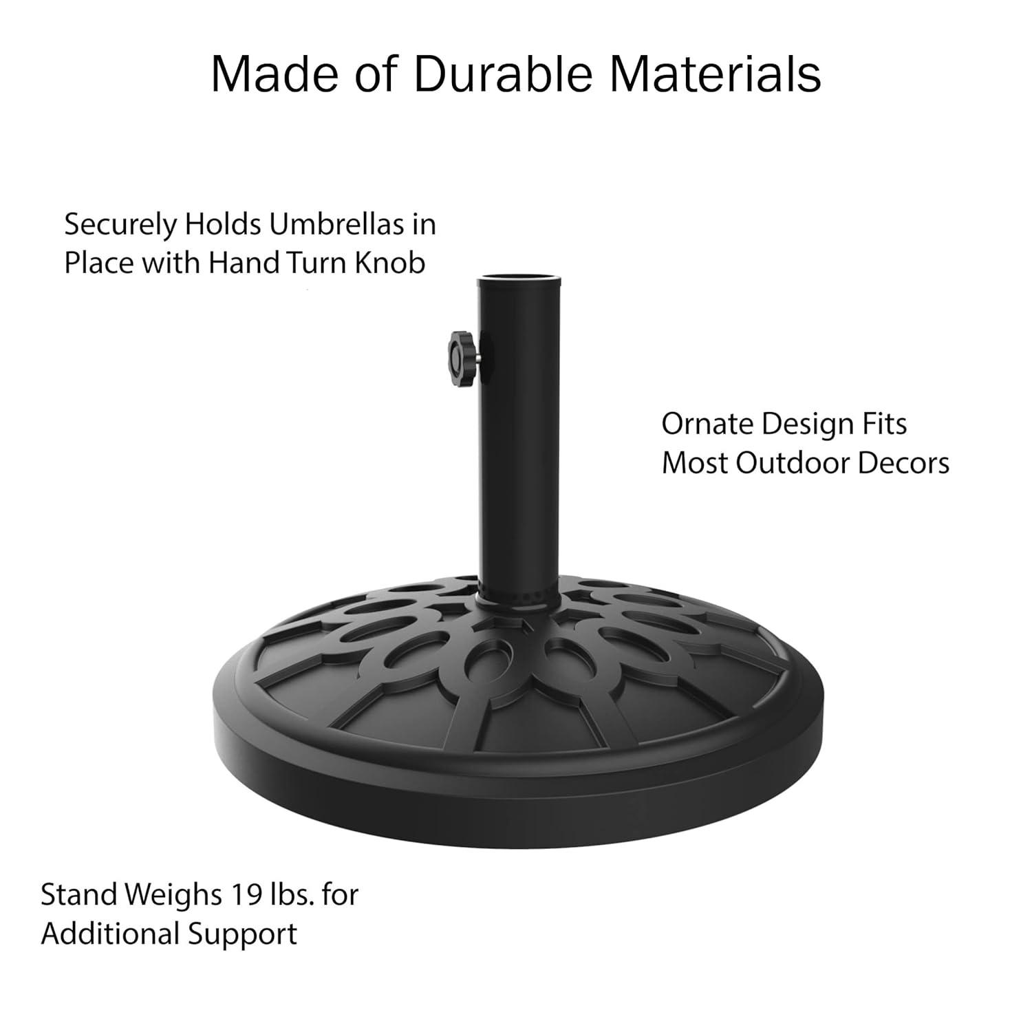 Pure Garden 9-ft Steel Green No-tilt Market Patio Umbrella with Base