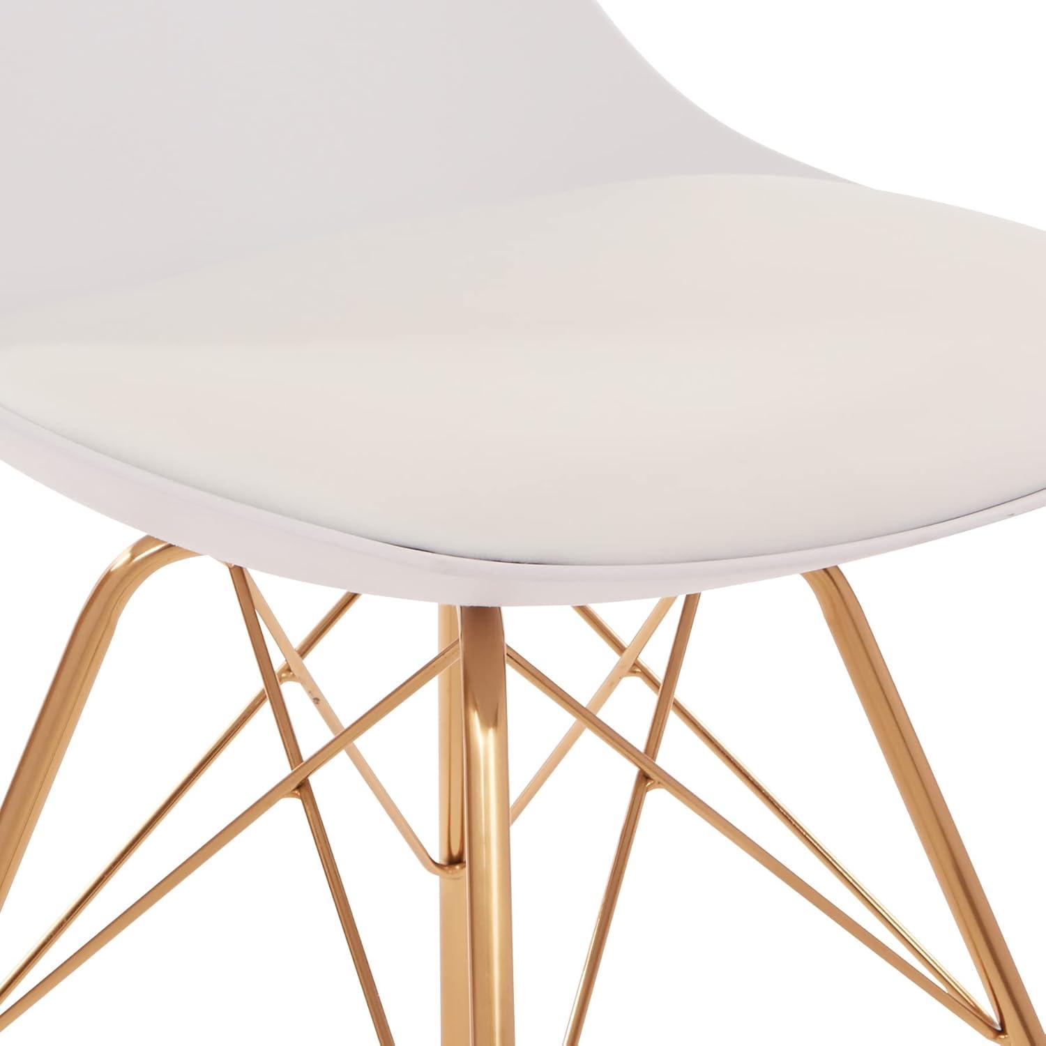 OSP Home Furnishings Oakley Chair in White Faux Leather with Gold Chrome Base