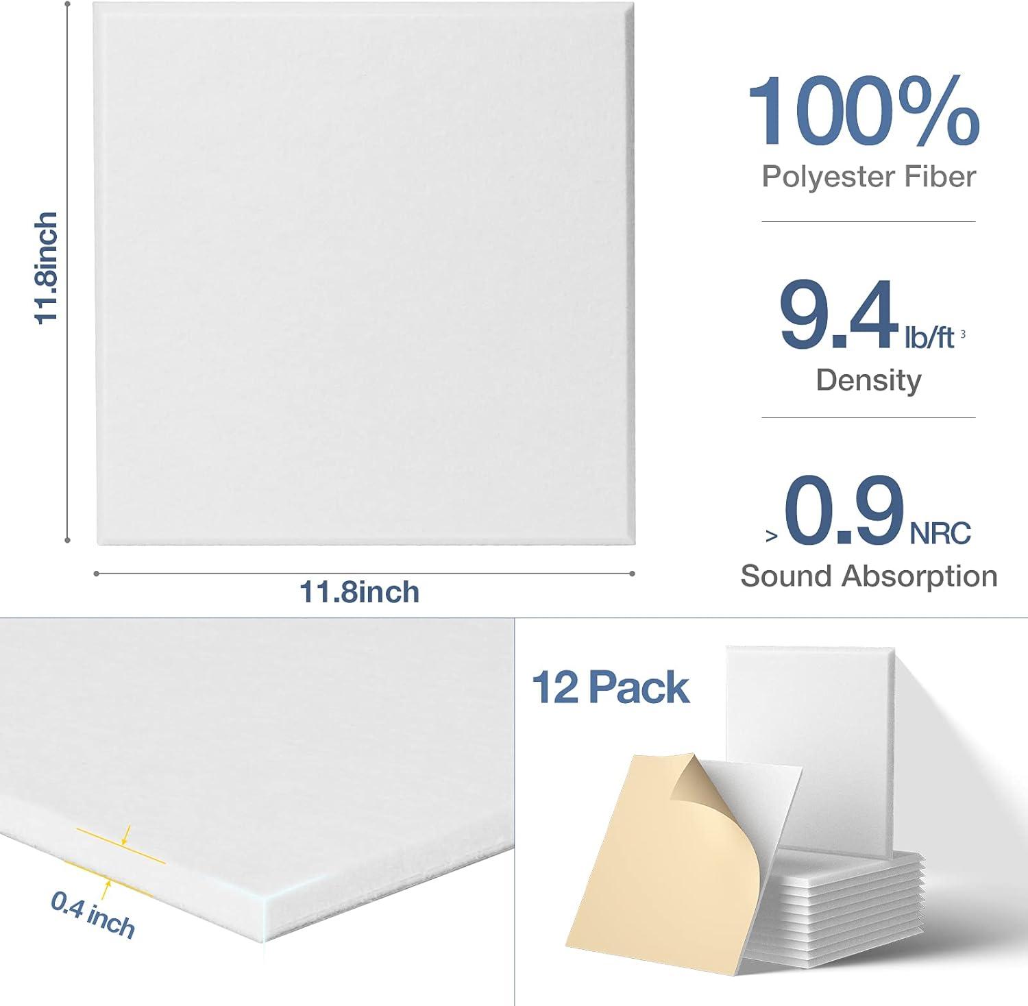 Self-adhesive Acoustic Panels 12 Pack,12 X 12 X 0.4 Inch Sound Proof Padding,sound Absorbing Panel