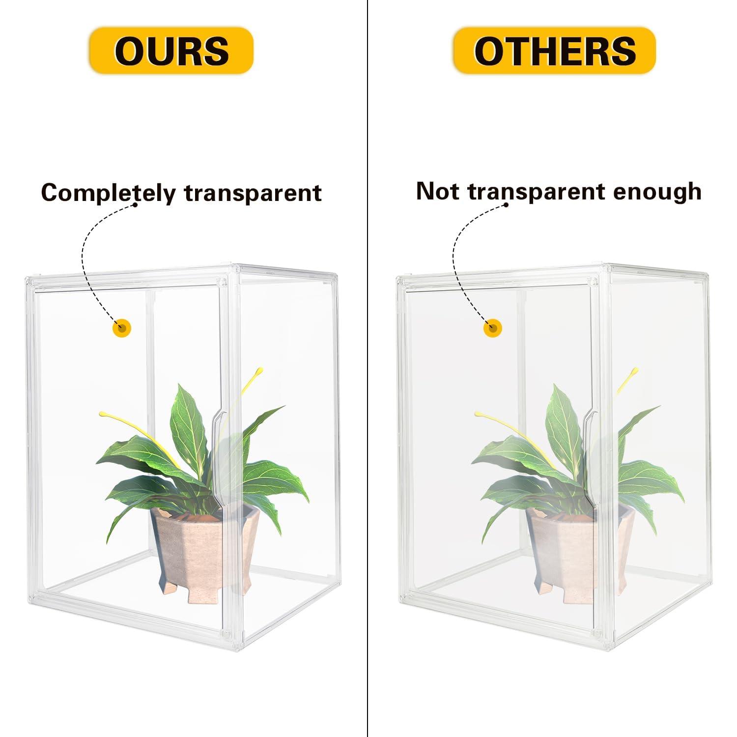 Clear Stackable Plastic Storage Bins with Magnetic Lid, Dustproof Book & Cosmetic Display Cases, Large Figures Collectibles Showcase, Shoe Box, Protection Organizer (Transparent, L-3 Pack)