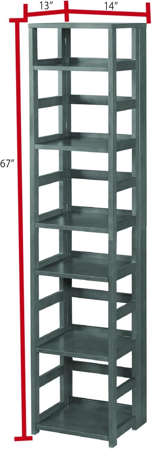 Flip Flop 67" Grey Hand-Rubbed Hardwood Folding Bookcase