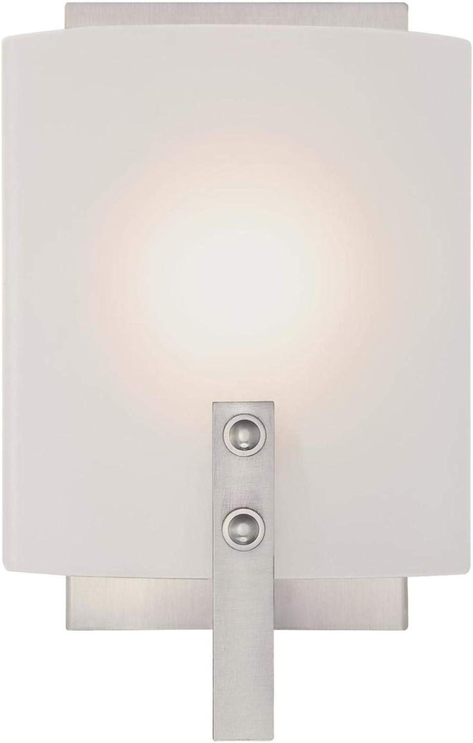 Enzo James Contemporary Brushed Nickel Wall Sconce with Frosted Glass