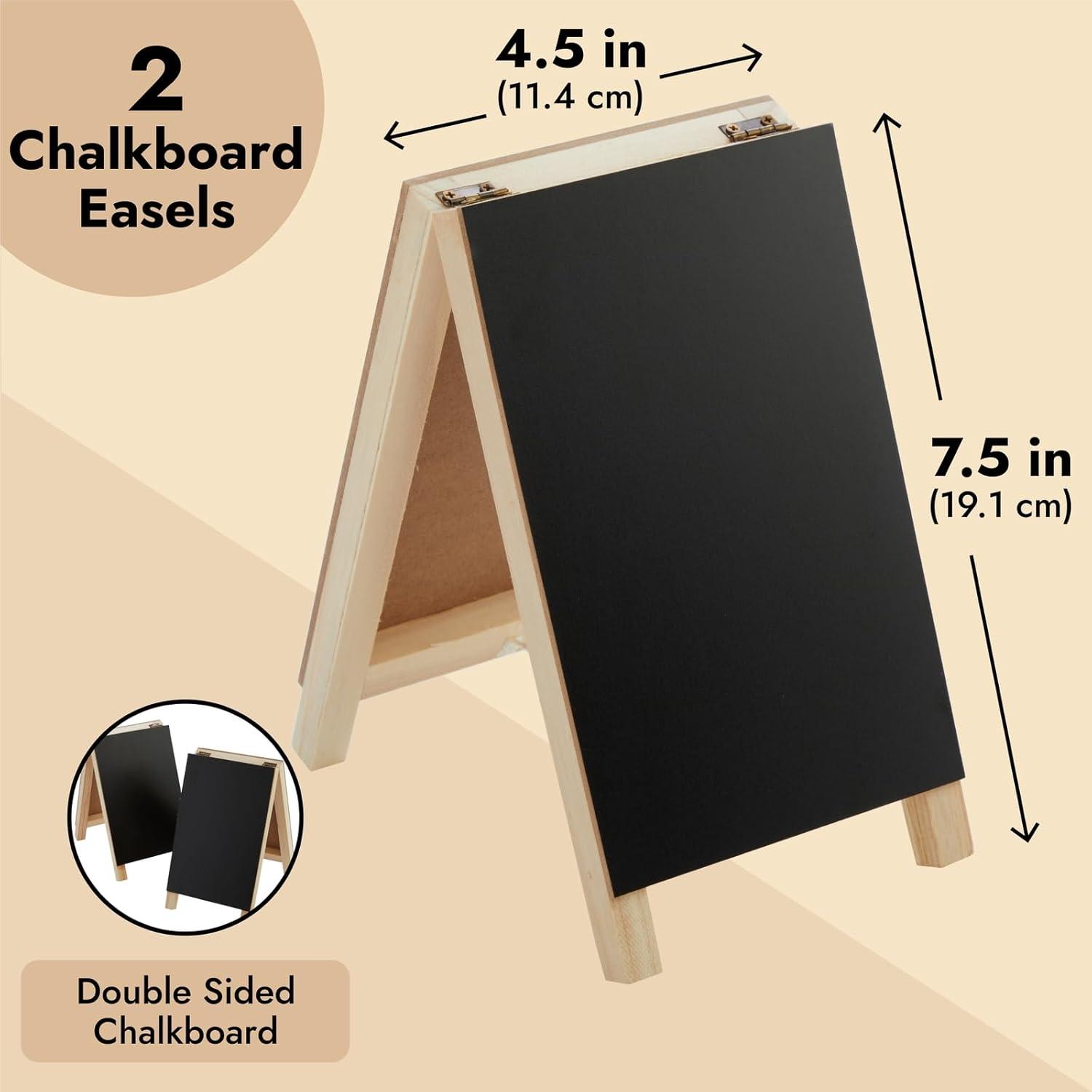Juvale 2 Pack Small Easel Chalkboard for Tabletops, Restaurant Menu Sign for Catering Events, Weddings (4.5 x 7.5 In)