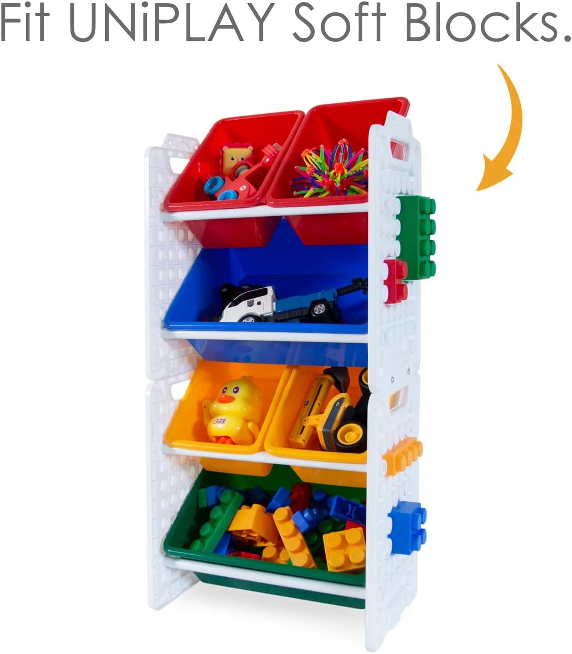 White Multi-Bin Toy Organizer with Removable Storage Bins