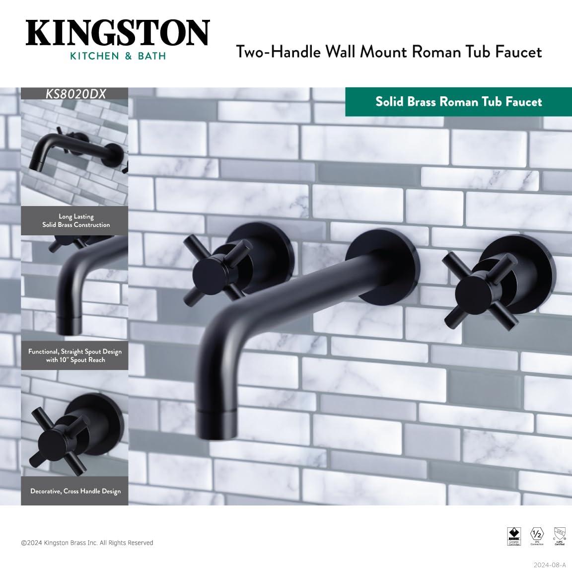 Kingston Brass Concord Two-Handle 3-Hole Wall Mount Roman Tub Faucet
