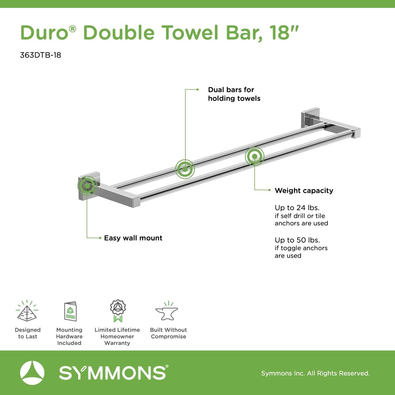 Duro 18" Wall-Mounted Double Towel Bar in Polished Chrome