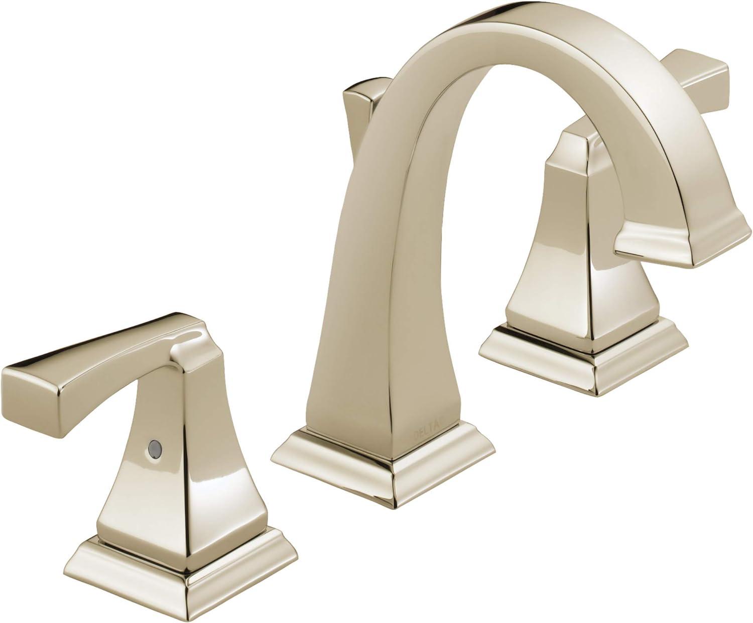 Modern Art Deco Inspired Polished Nickel Widespread Bathroom Faucet