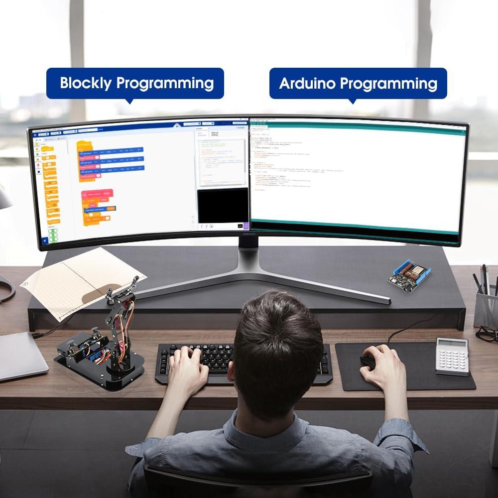 ACEBOTT 4 DOF ESP32 Programmable Robotic Arm Kit, Robotics Kit App Remote Control Robot Toys Compatible with Arduino, STEM Educational DIY Robot Arm Kit Gift for Teenagers & Adults