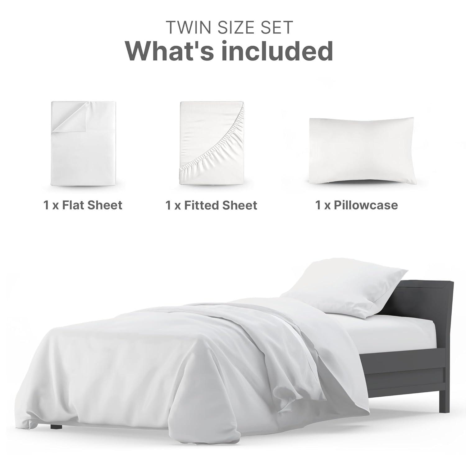 CGK Linens Luxury 1000 Thread Count 4 Piece Sheet Set - Soft & Premium 100% Cotton Sateen in White, Size Twin