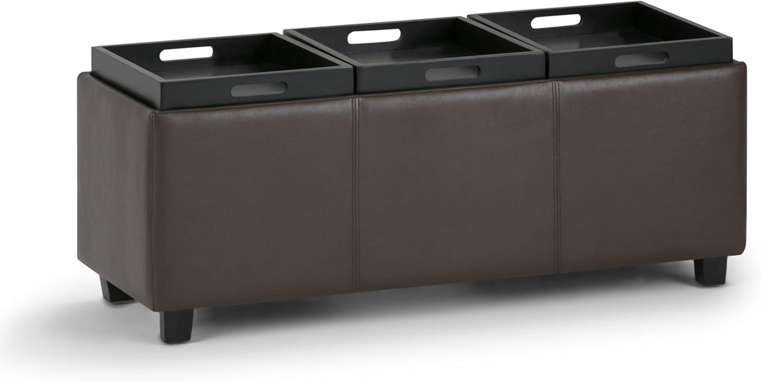 Chocolate Brown Faux Leather Backless Storage Ottoman Bench