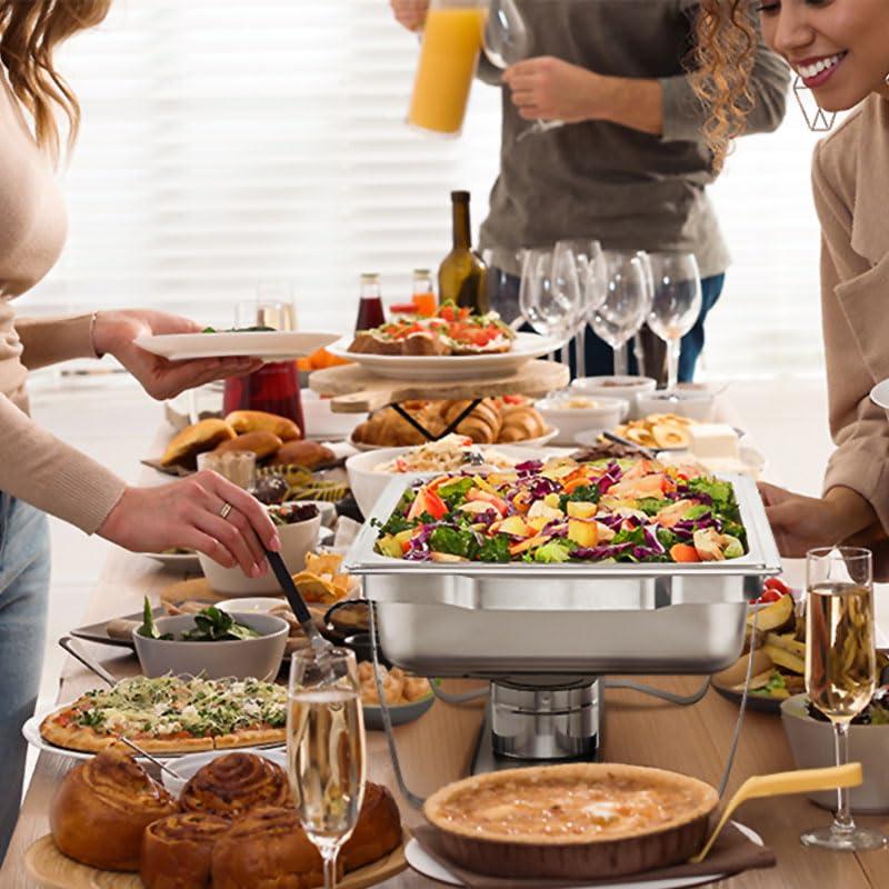 The Party Aisle™ Chafing Dishes For Buffet 4 Pack, 8 Qt Stainless Steel Chafers And Buffet Warmers Sets With Lid, Rectangle Serving Food Warmer Catering Supplies Buffet Display For Parties