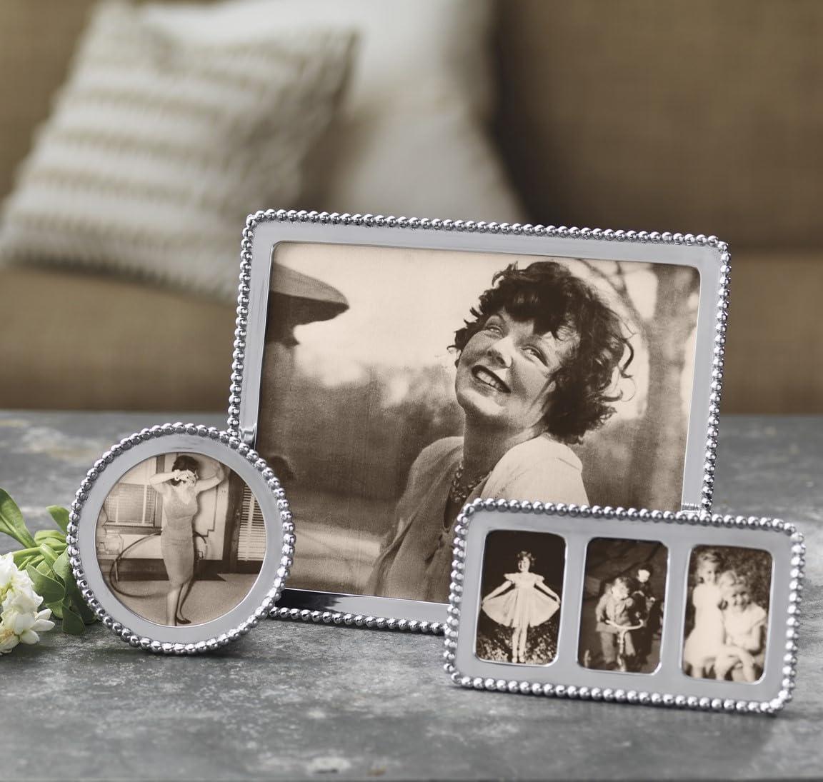 String Of Pearls Silver Metal Beaded Picture Frame