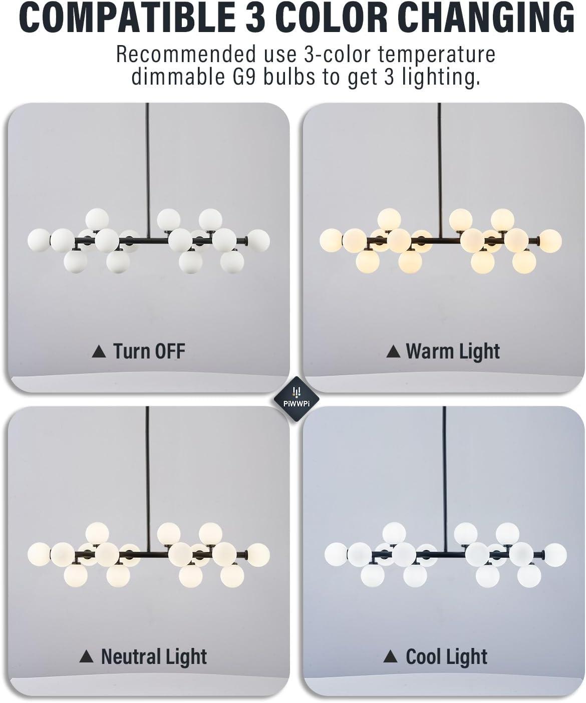 Jewellia 16 - Light Dimmable Bubble Glass Sputnik Modern Linear Chandelier