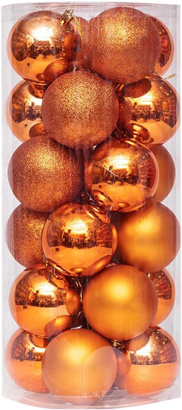 Twfbrm 24ct Christmas Balls Ornaments for Xmas Christmas Tree - 1.56in Shatterproof Christmas Tree Decorations Hanging Ball for Xmas Tree Holiday Wedding Party Christmas Decorations (Orange)