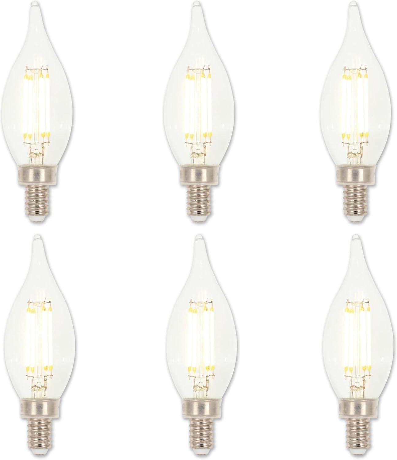 Clear Dimmable 60W Equivalent LED Candelabra Bulbs, Set of 6