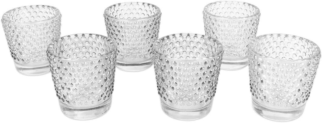 Koyal Wholesale Hobnail Glass Candle Holder (Pack of 6), 2.5 x 2.4"