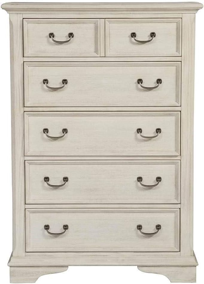 Canora Grey Dina Antique White 5 Drawer Chest w/ Stained Interior