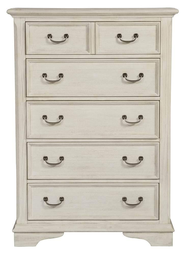 Canora Grey Dina Antique White 5 Drawer Chest w/ Stained Interior