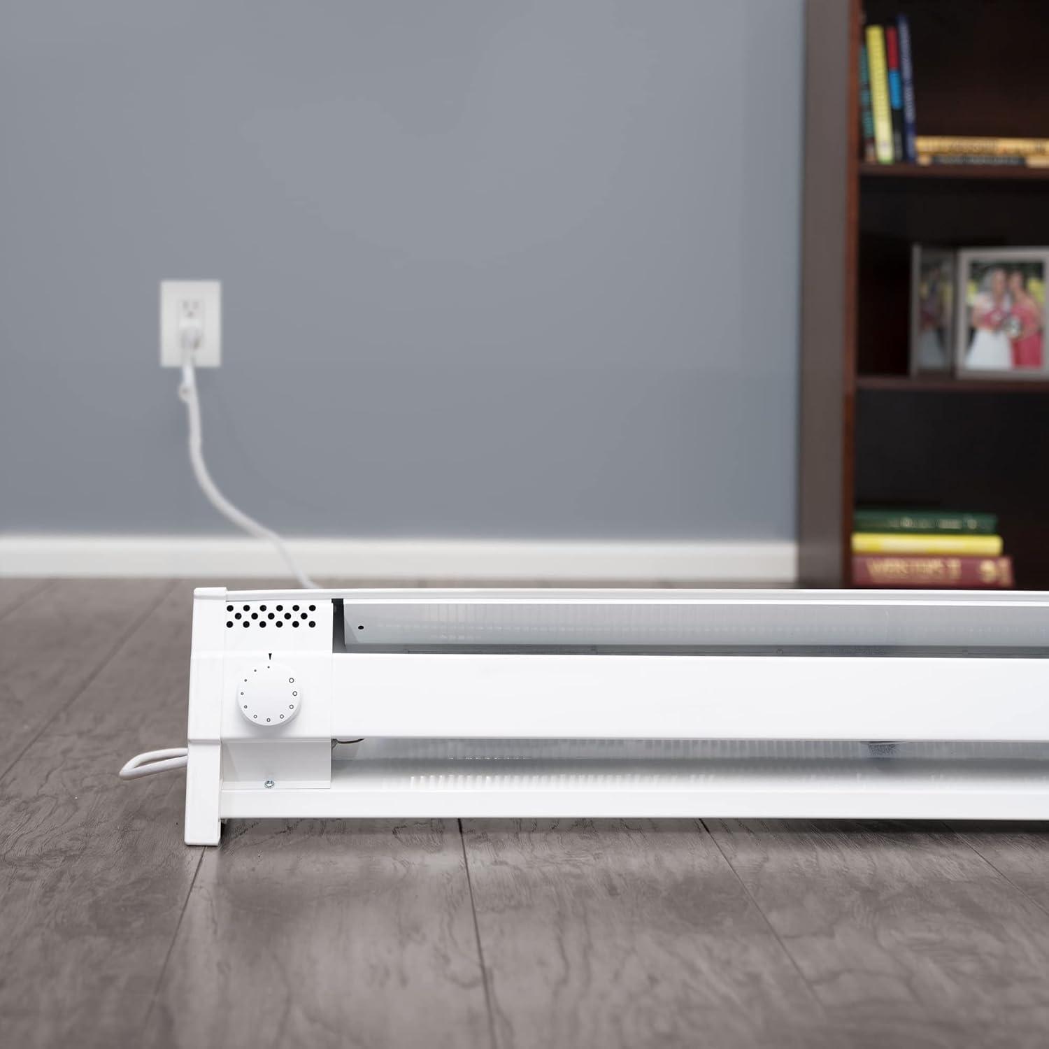 Cadet 49 in. Plug-in Portable Electric Baseboard Heater, White,120V w/6ft cord, 175 sq. ft.