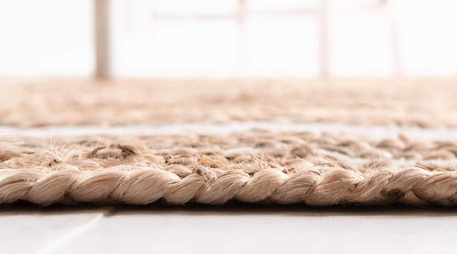 Unique Loom Braided Jute Gujarat Border Indoor Hand Made Area Rug