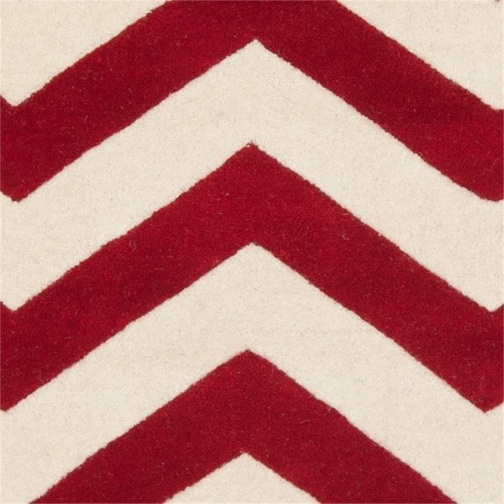 SAFAVIEH Chatham Jake Zigzag Stripes Wool Area Rug, Red/Ivory, 2' x 3'