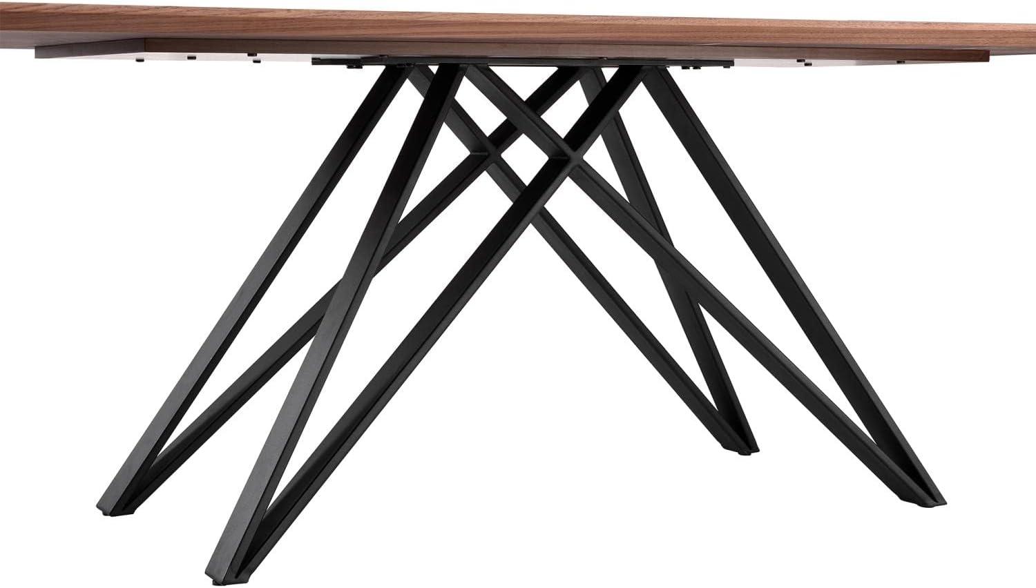 Modena Contemporary Dining Table Walnut - Armen Living: Steel Frame, 6-Person, Non-Extension