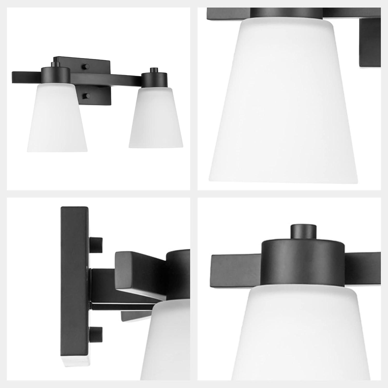 Sleek Matte Black Outdoor Vanity Light with Frosted Glass