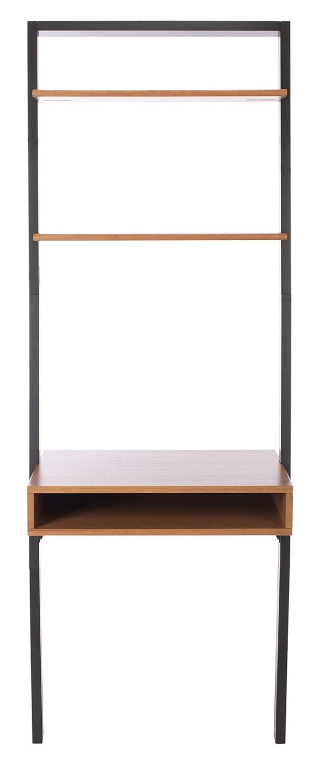 Kamy 2 Shelf Leaning Desk - Natural / Charcoal - Safavieh