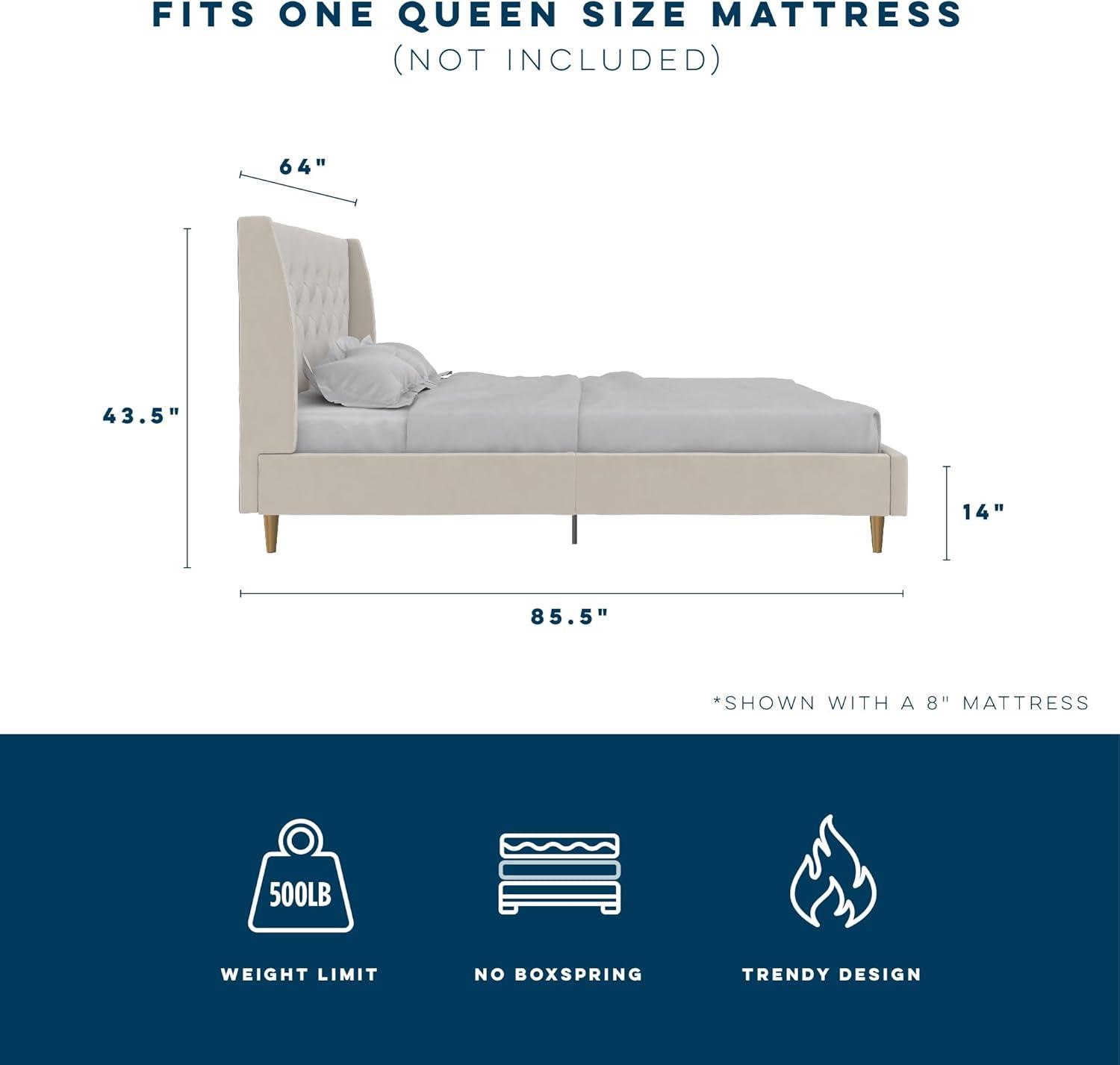 Her Majesty Velvet Queen Platform Bed