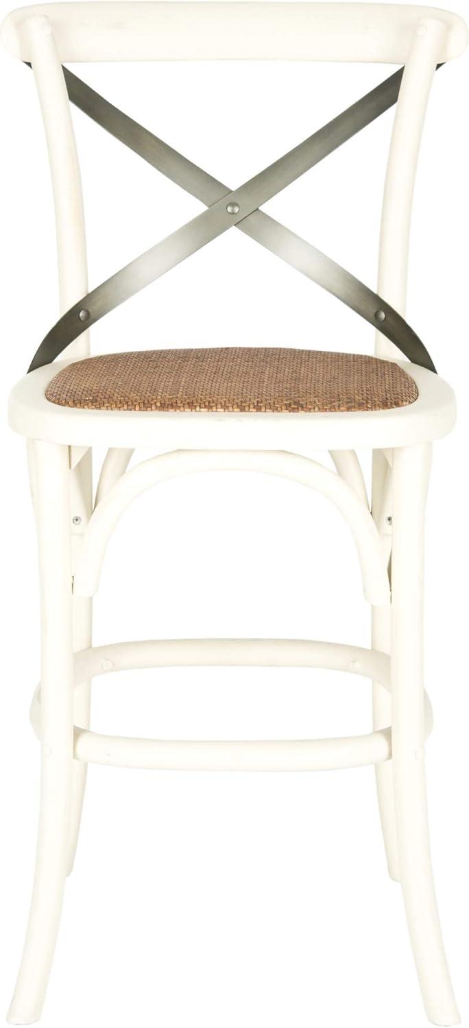 Eleanor Ivory and Black Oak X-Back Counter Stool