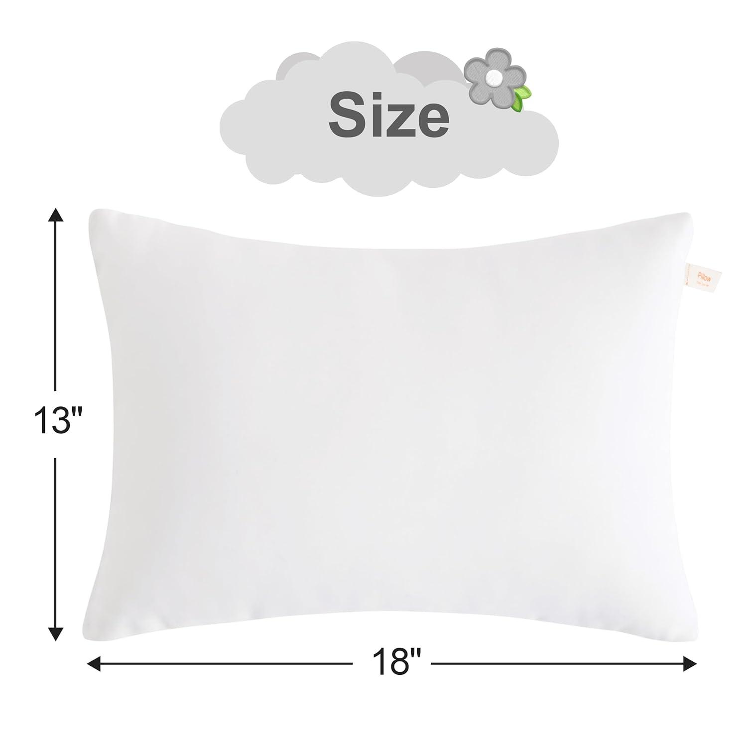 Down Alternative Toddler Pillows, Machine Washable Soft Travel Small Pillows, 13x18 Inches, White - NTBAY