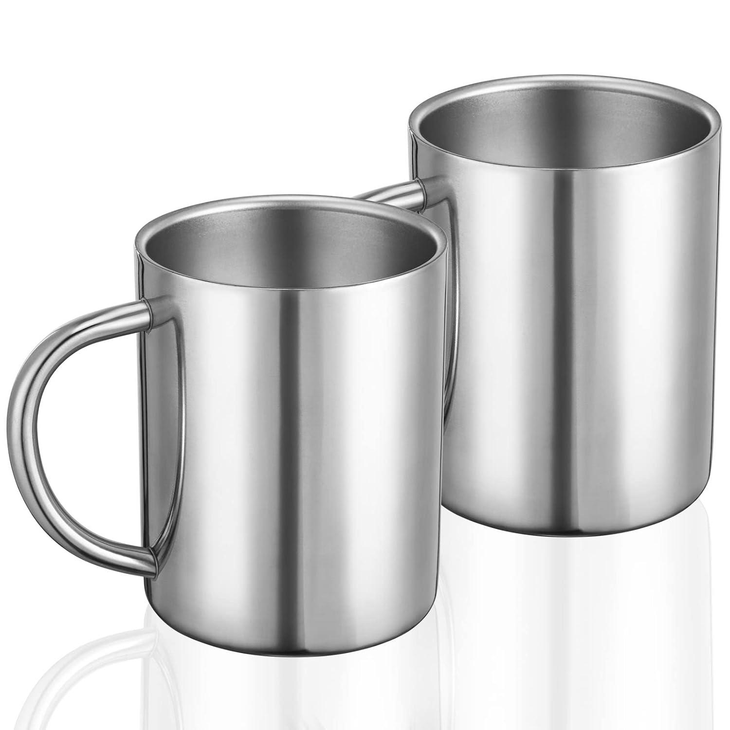 2 Packs 400ml Stainless Steel Double Wall Mug,Travel Camping Mug,Suitable for Coffee, Milk,Juice,Tea and other Cold or Hot Drinks