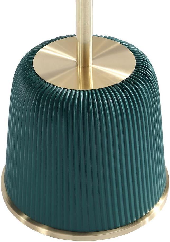 Manhattan Comfort 2pc Anderson Leatherette Upholstered Coffee Table and End Table with Metal Top Set Green: Gold Finish, No Assembly Required