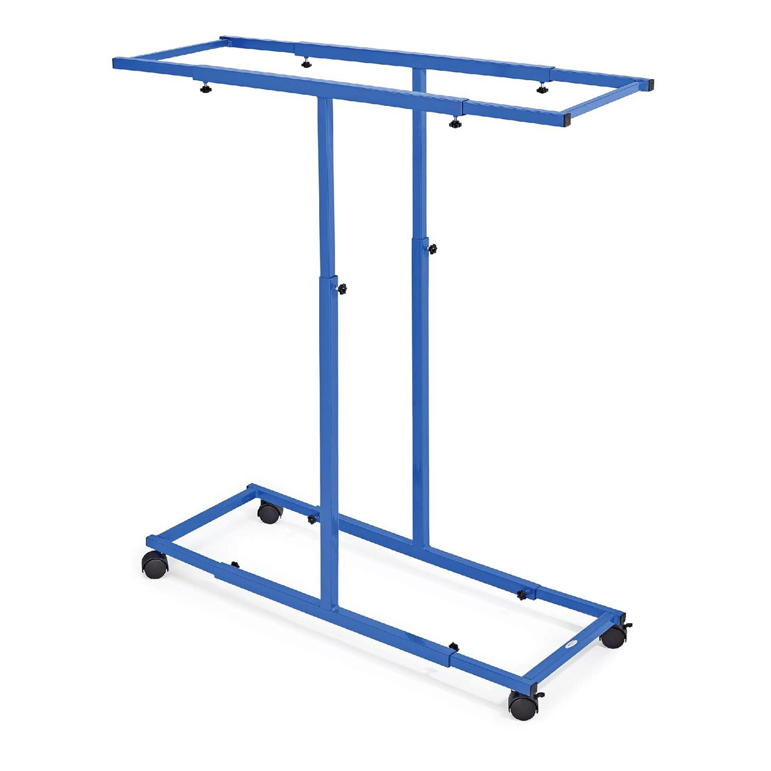 Adjustable Blue Solid Steel Mobile Blueprint Rack with Casters