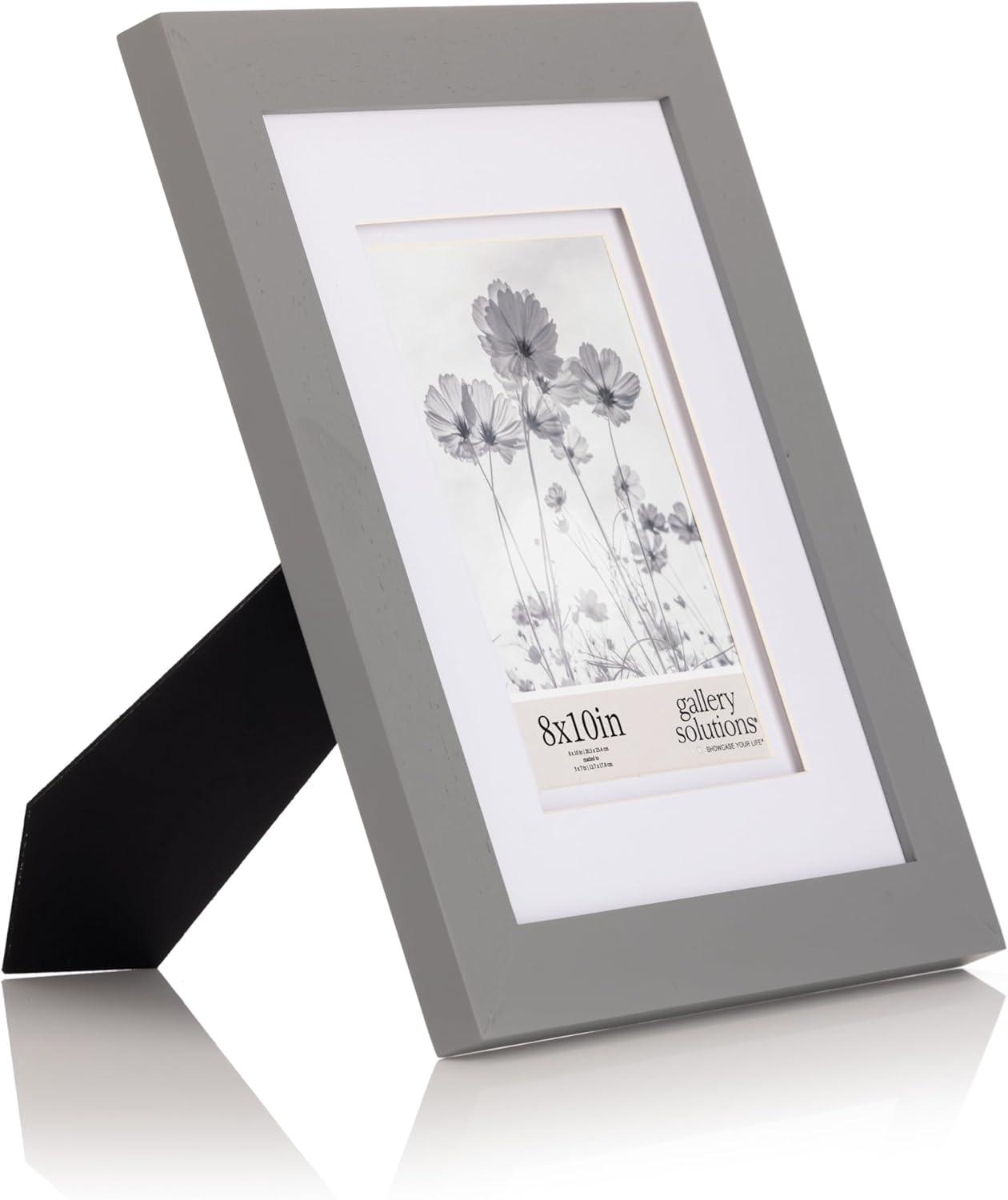 8x10 Gray Wood Frame with Double White Mat