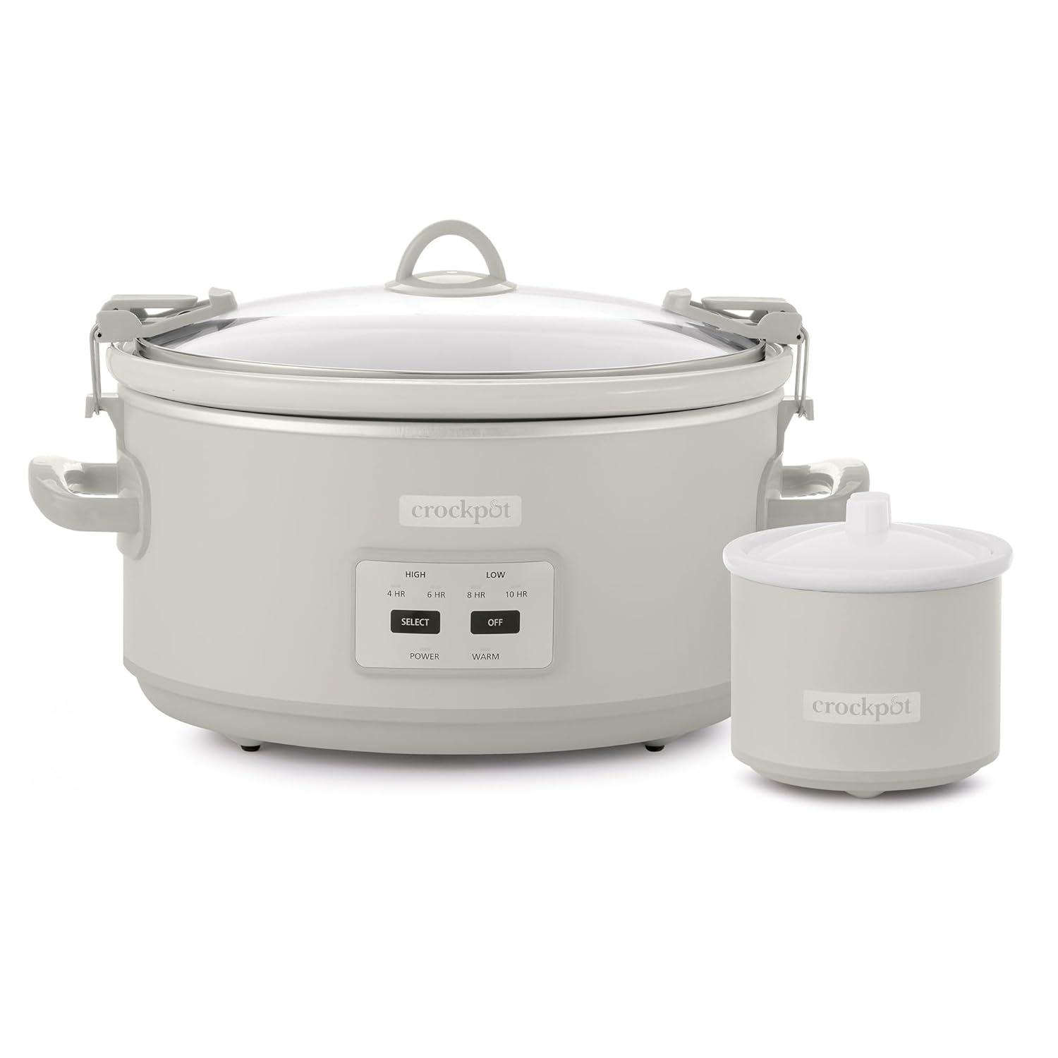 Crockpot 7-Quart Programmable Slow Cooker with Locking Lid and Little Dipper Food Warmer