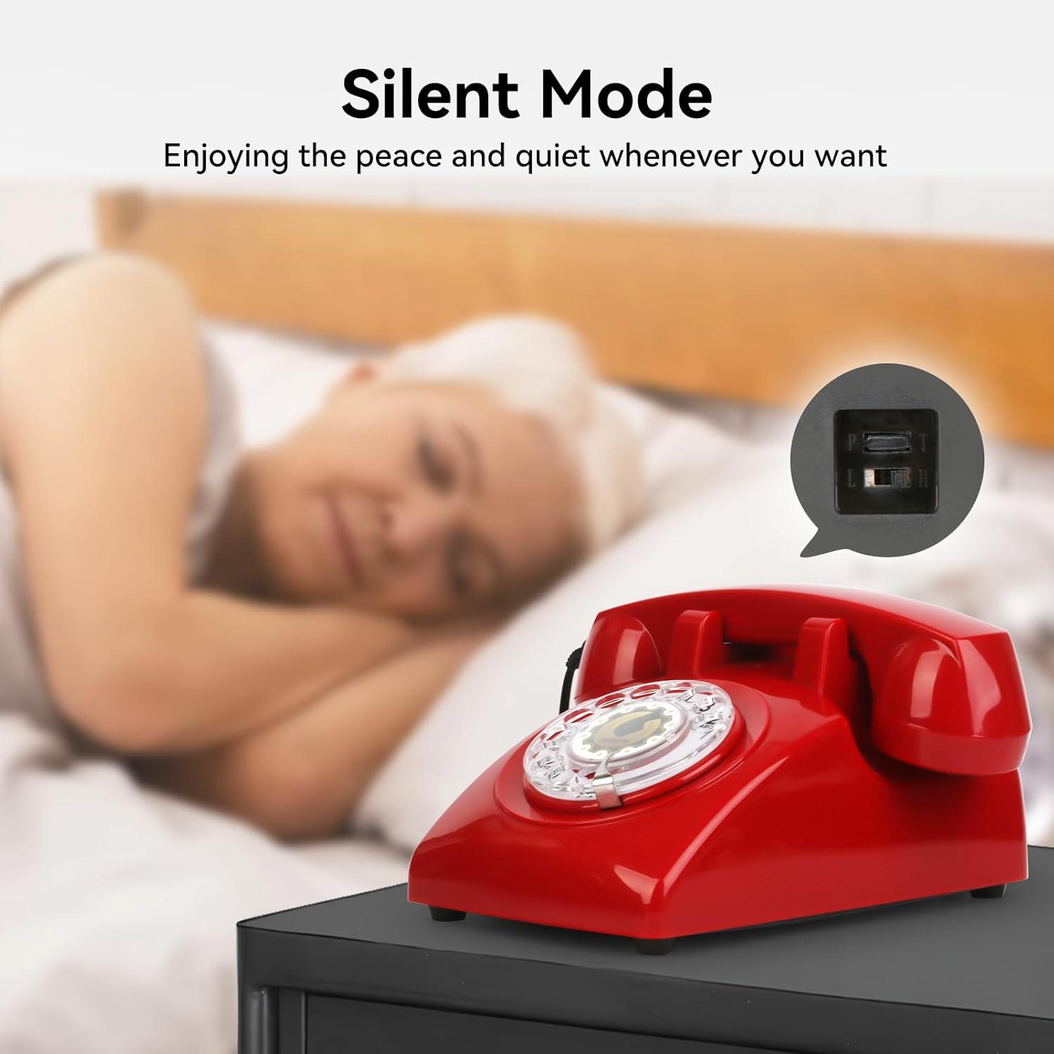 Retro Rotary Dial Phone Sangyn 1960s Vintage Landline Telephone Old Fashioned Corded Phones with Mechanical Ringer for Home Office Desk