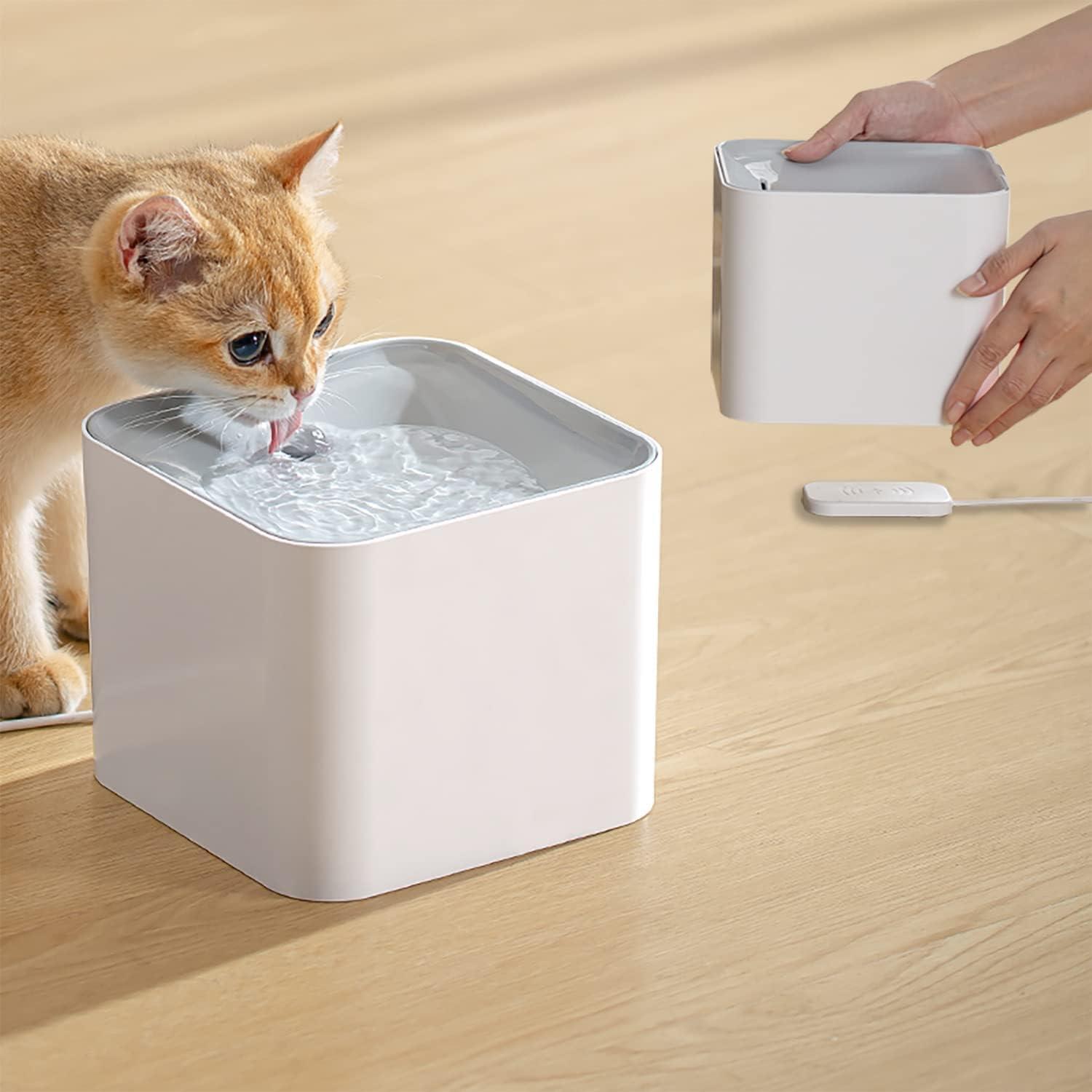 Wireless White Automatic Cat Water Fountain with Quiet Pump