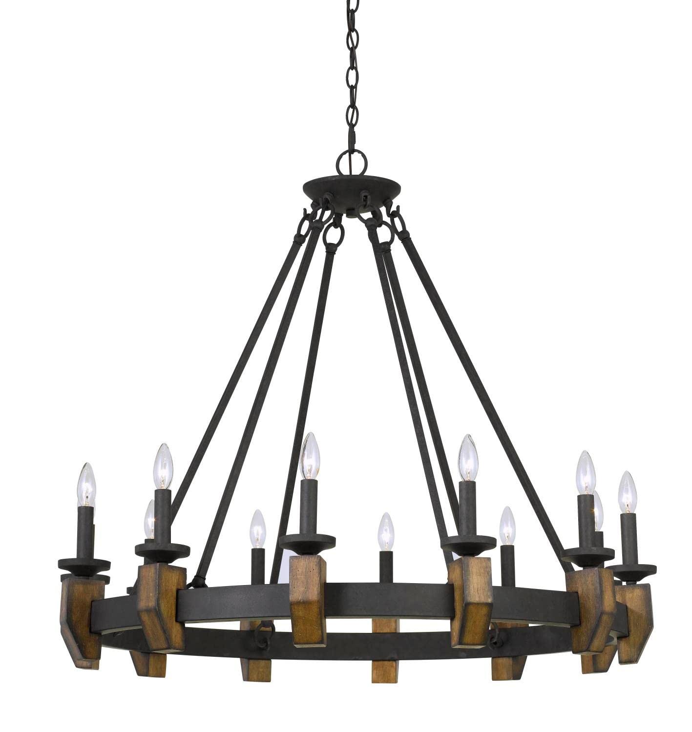 Cal Lighting 60W X 12 Cruz Metal/Wood Chandelier
