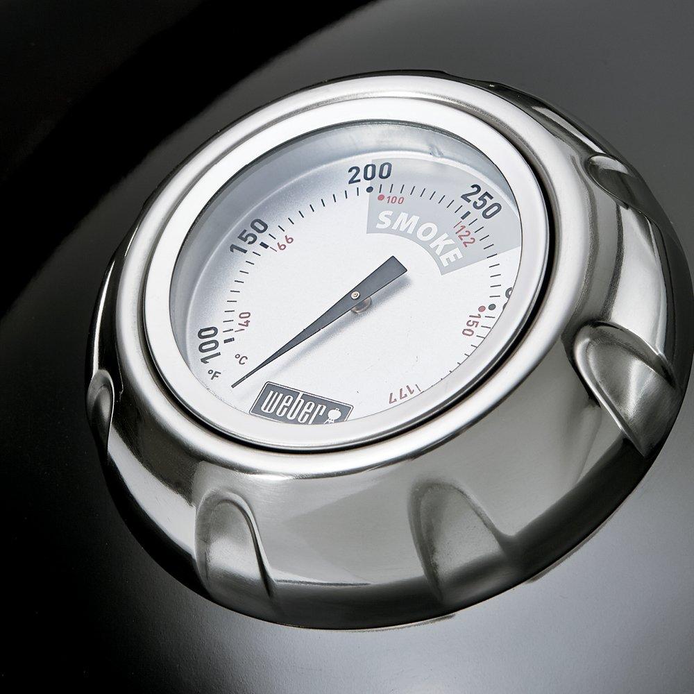 Black Porcelain Charcoal Smoker with Steel Grates and Thermometer