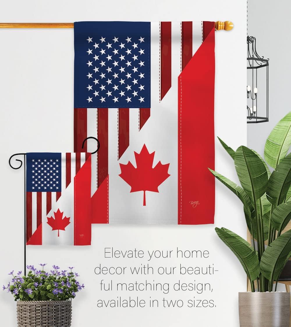 Patriotic US-Canada Friendship Rectangular Outdoor Flag