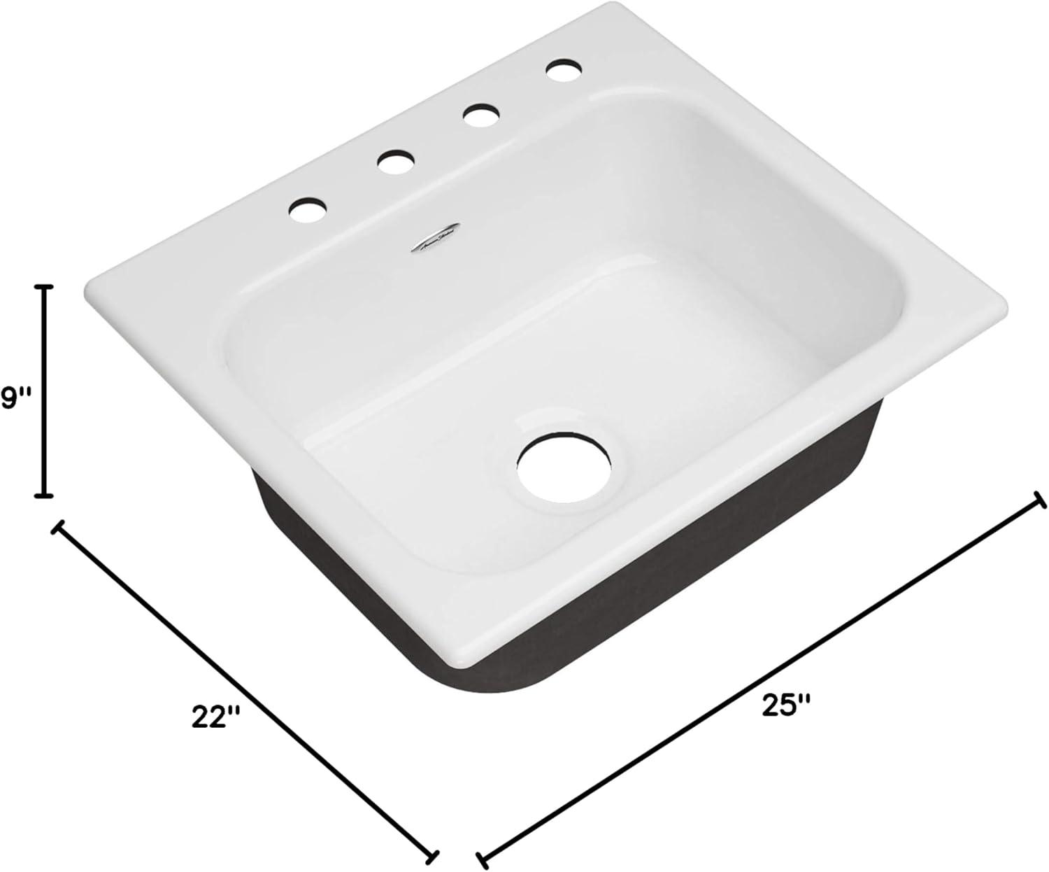 Quince 25'' L Drop-In Single Bowl Cast Iron Kitchen Sink