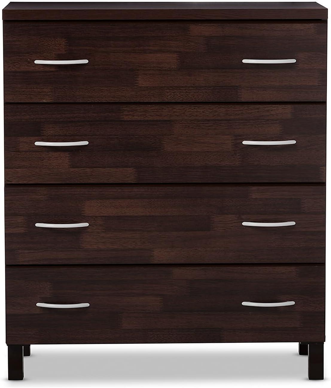 Mayson Modern and Contemporary Wood 4 Drawer Storage Chest Oak Brown Finish - Baxton Studio