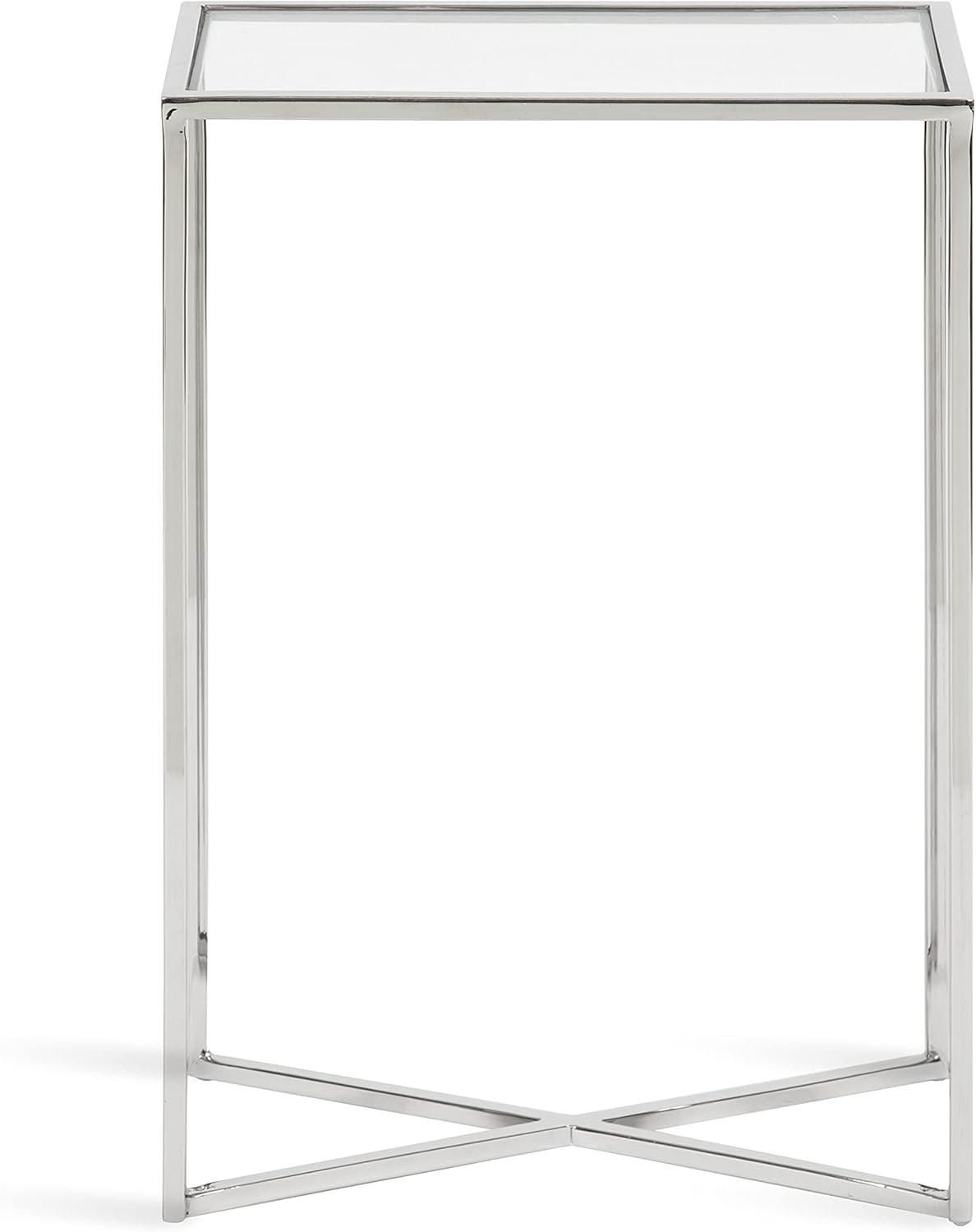 Kate and Laurel Jaspur Rectangle Metal Side Table, 16x8x24, Silver