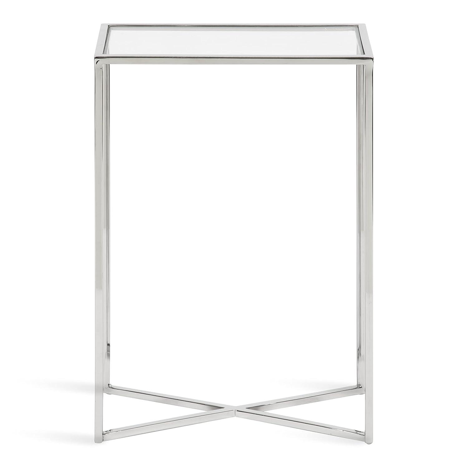 Kate and Laurel Jaspur Rectangle Metal Side Table, 16x8x24, Silver