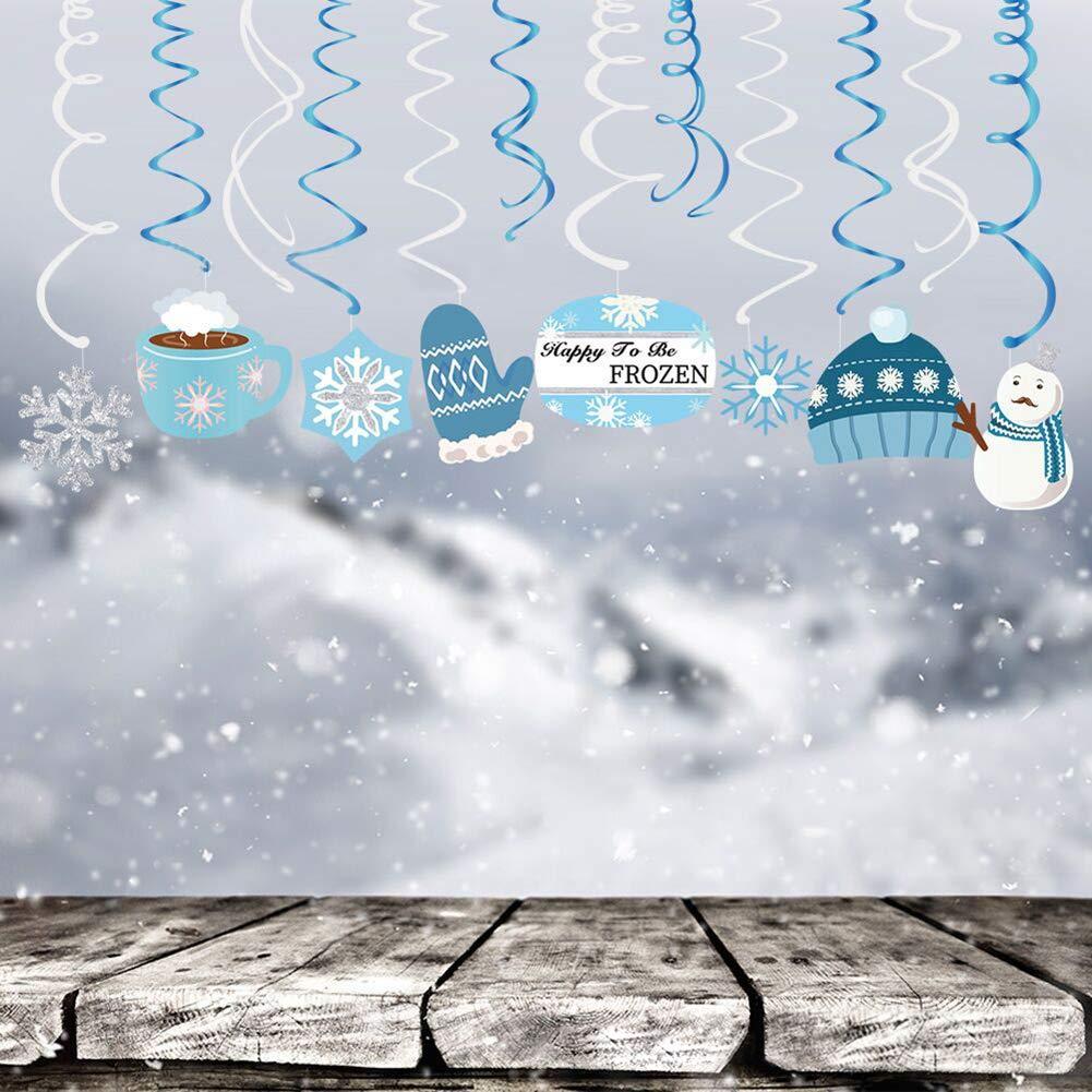 Christmas Snowman,Snowflake,Winter,Snow Frozen Hanging Swirl Decoration for Festival,Party,Together,Celling,Classroom,Home,Office,Bedroom(30Ct)