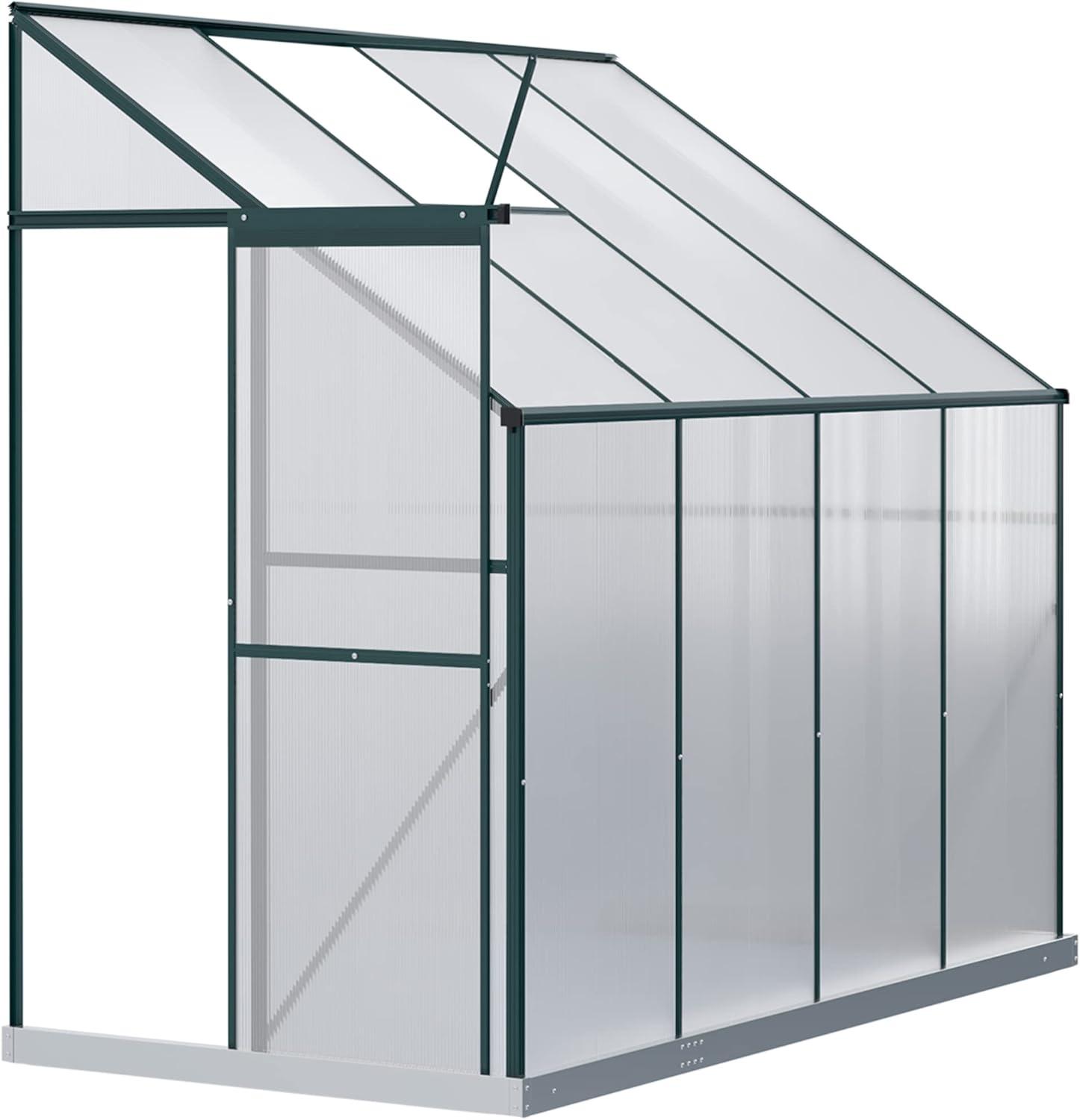 Green 8' x 4' Aluminum Polycarbonate Walk-In Greenhouse